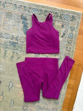 Athleta Magenta Crop Tank and High-Rise Leggings Set